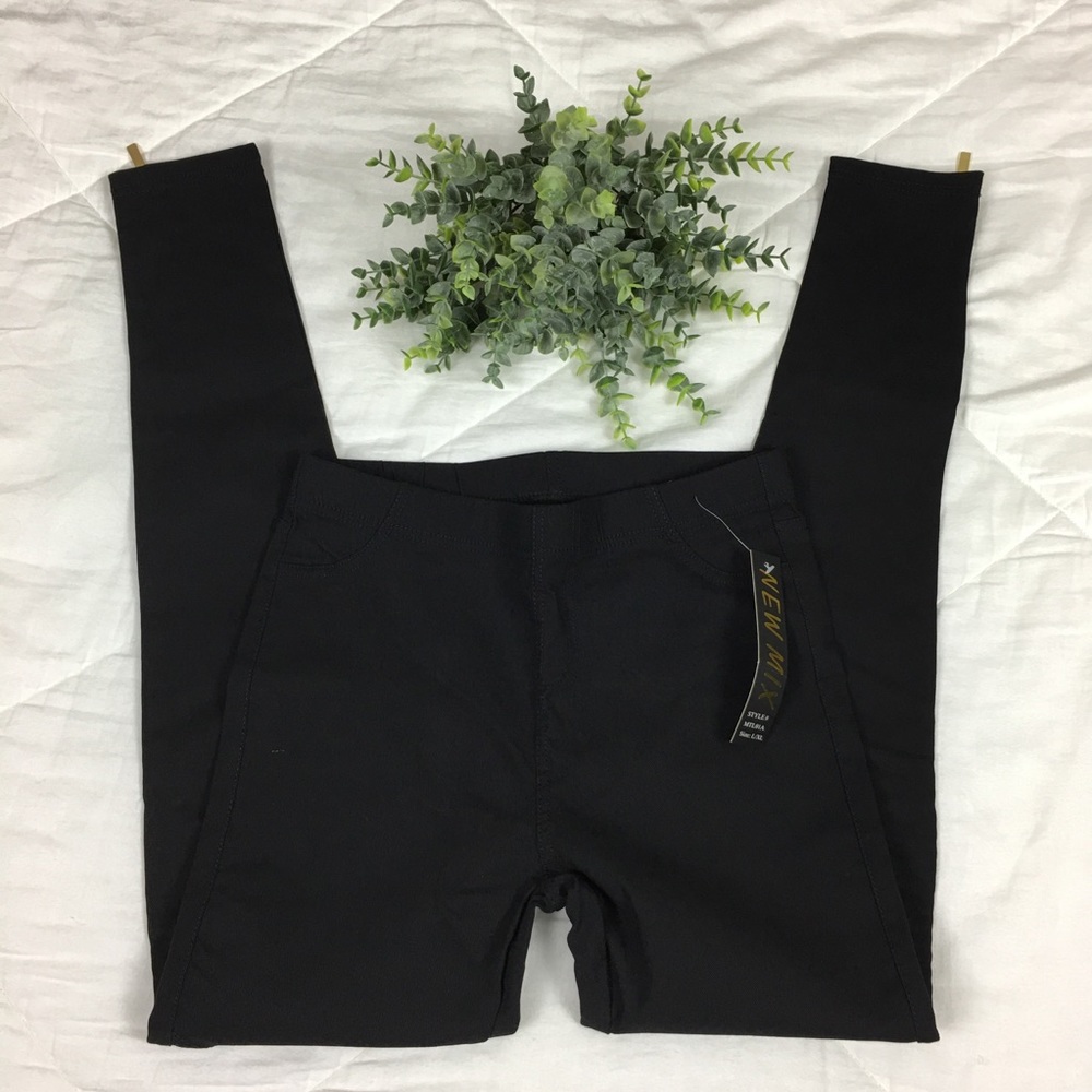 Noir Black Motorcycle Moto Jegging Gold Ankle Zip